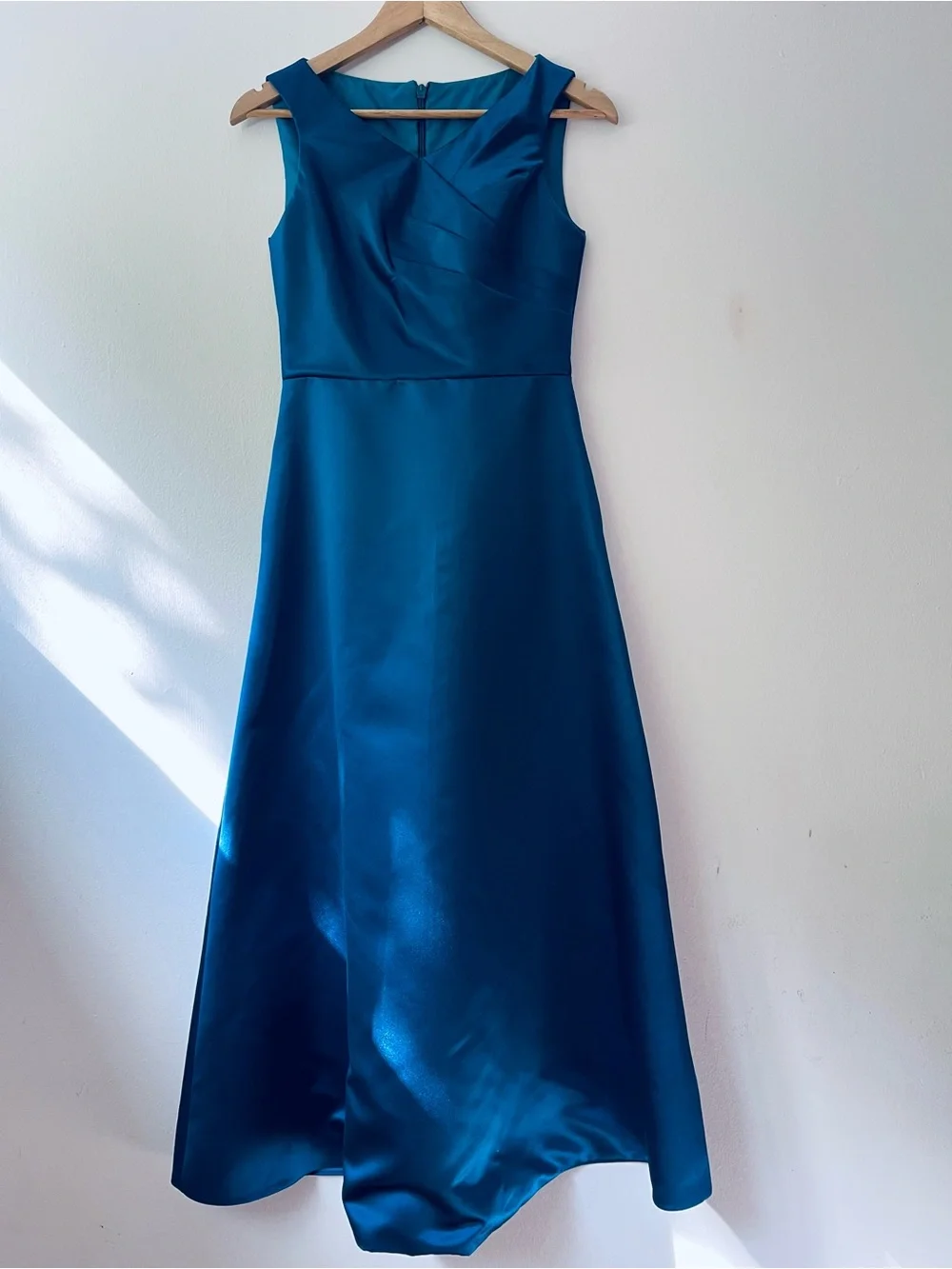 Satin Formal Gown, Sleeveless A-Line, Girls, Size 14,Teal